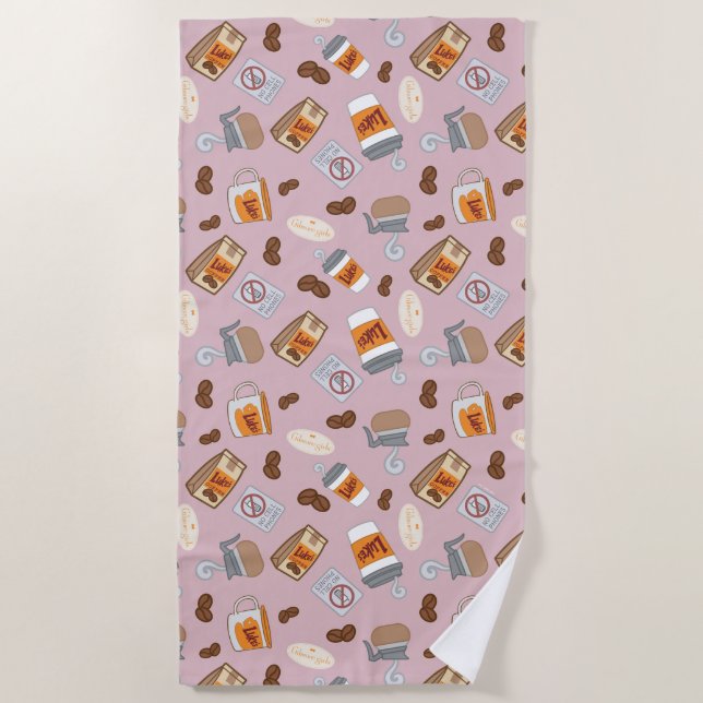 Gilmore Girls | Luke's Diner Coffee Pattern Beach Towel (Front)