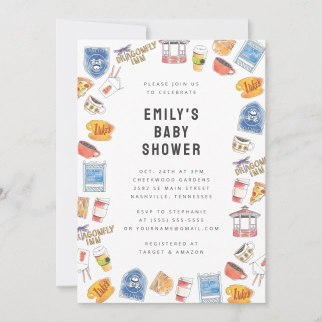 Gilmore Girls Watercolor Icons Baby Shower Invitation (Front)