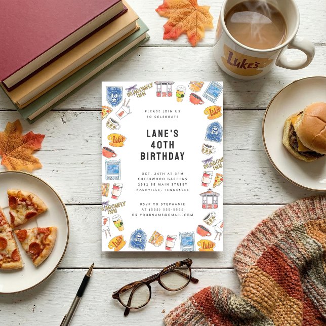 Gilmore Girls Watercolor Icons Birthday Invitation (Creator Uploaded)