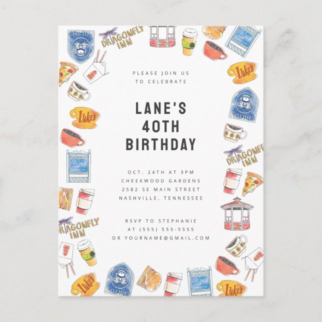 Gilmore Girls Watercolor Icons Birthday Postcard (Front)