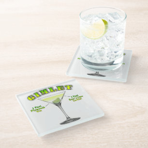 Gimlet Martini Cocktail Recipe Art Glass Coaster