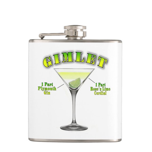 Gimlet Martini Cocktail Recipe Art Hip Flask (Front)