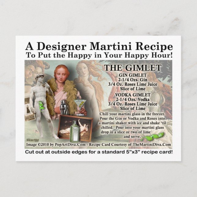 Gimlet Martini Recipe Postcard (Front)
