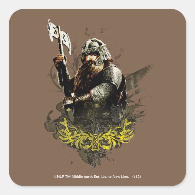 GIMLI™ With Axe Vector Collage Square Sticker (Front)