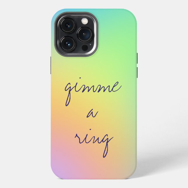 "Gimme A Ring" Pastel Rainbow Gradient iPhone Case (Back)