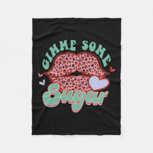 Gimme Some Sugar Leopard Lips Valentine Meme  Fleece Blanket