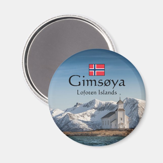 Gimsoya Lofoten Souvenir Magnet (Front/Back)