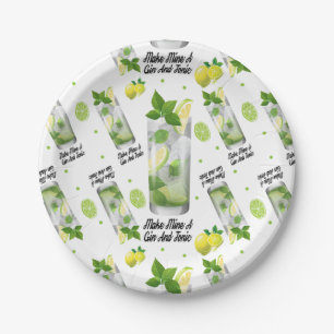 Gin And Tonic Custom Paper Plates 7"