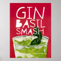 Gin Basil Smash: A Retro Cocktail Red Art