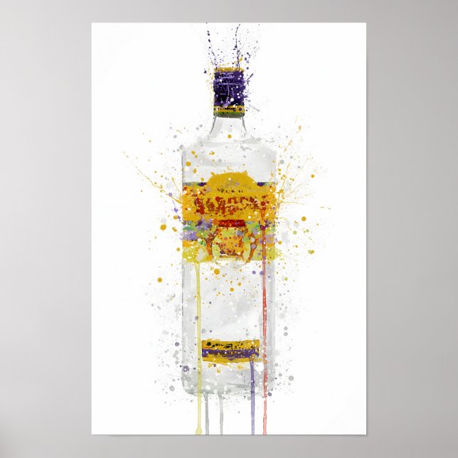 Gin Bottle Wall Art Print 'Dragon' (Front)