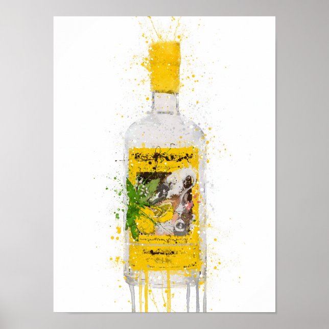 Gin Bottle Wall Art Print 'Zest' (Front)