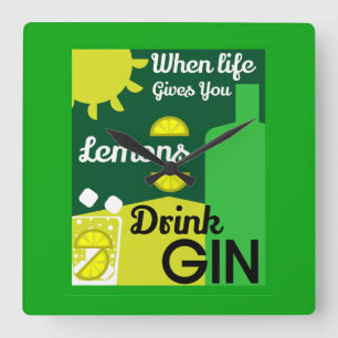 Gin Drinkers   Love Gin   Home Decor   Bars Servin Square Wall Clock