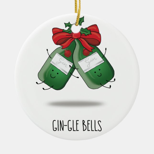 Gin-gle Bells Ceramic Tree Decoration (Front)