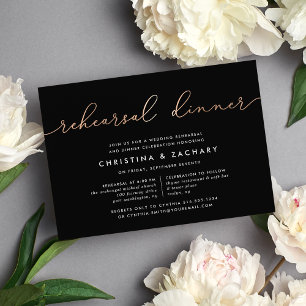 Gin Lane   Modern Faux Copper Rehearsal Dinner Invitation