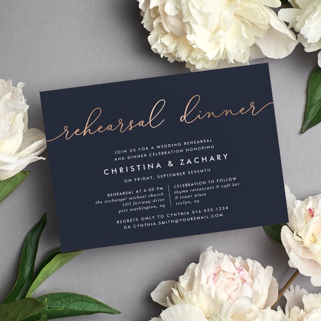 Gin Lane | Modern Faux Copper Rehearsal Dinner Invitation (Creator Uploaded)