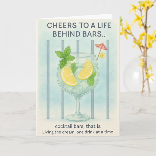 Gin Lover Card for Any Celebration — Cheers  (Yellow Flower)