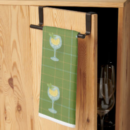 Gin Lover Plaid Tea Towel – Olive  & Ivory 