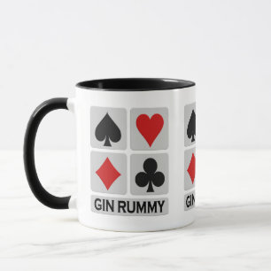 Gin Rummy Player mugs - choose style & colour