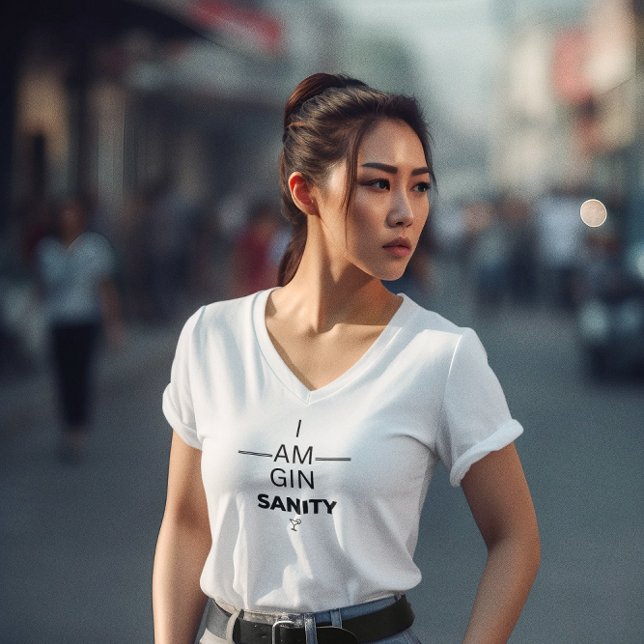Gin Sanity Ladies V Neck T-Shirt (Creator Uploaded)