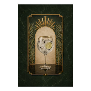 Gin & Tonic Art Deco Poster Bar Art