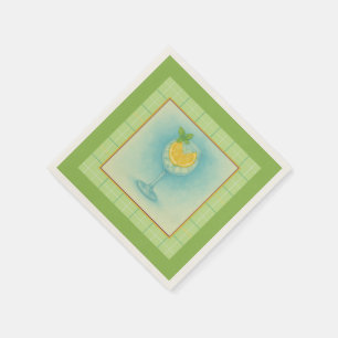 Gin & Tonic Cocktail Napkin – Mint Plaid