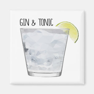 "Gin & Tonic" Magnet for Bar Kitchen Geometric Art