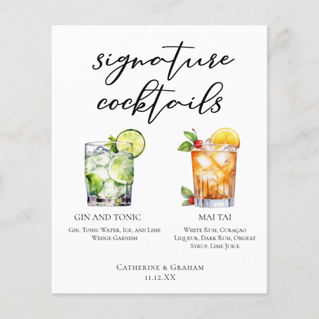 Gin & Tonic Mai Tai Signature Cocktails Menu (Front)