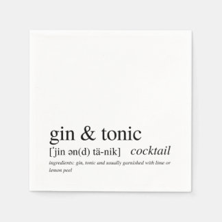 Gin & Tonic Modern Quote Black Typography Napkin