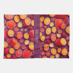 Gin Tonic Orange Colourful Pattern Tea Towel