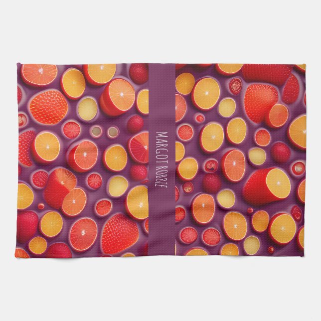 Gin Tonic Orange Colourful Pattern Tea Towel (Horizontal)