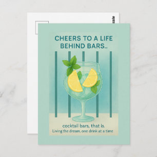 Gin Tonic Party Cocktail Birthday Greeting Postcard