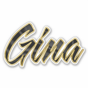 Gina black gold lettering Sticker