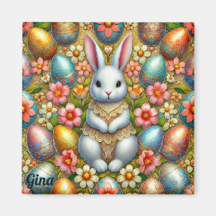GINA ~ Easter Bunny and Eggs ~ Magnet