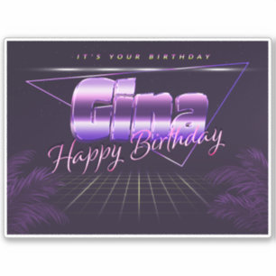 Gina Name Vorname lila retro Sticker Geburtstag