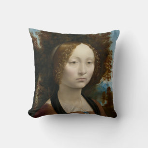 Ginevra de Benci by Leonardo da Vinci Cushion
