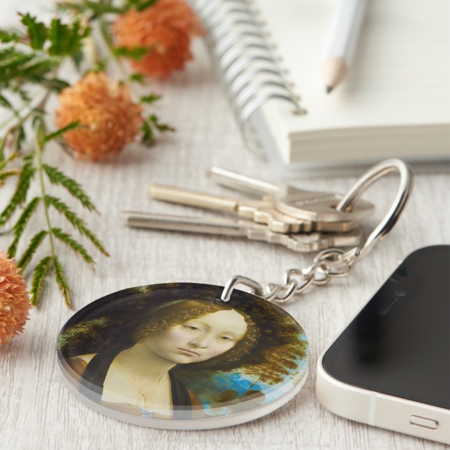 Ginevra de' Benci by Leonardo da Vinci Key Ring (Front Right)