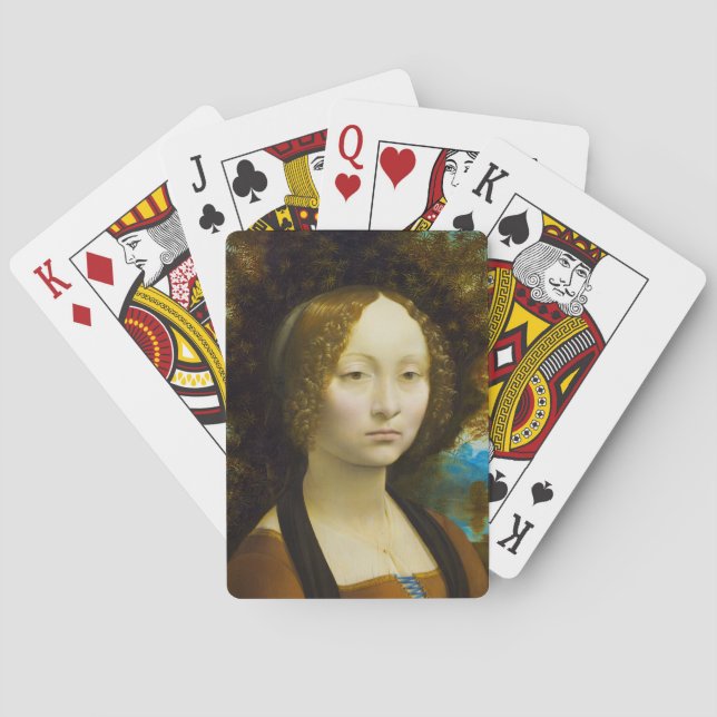 Ginevra de' Benci by Leonardo da Vinci Playing Cards (Back)