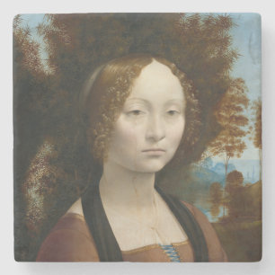 Ginevra de Benci by Leonardo da Vinci Stone Coaster