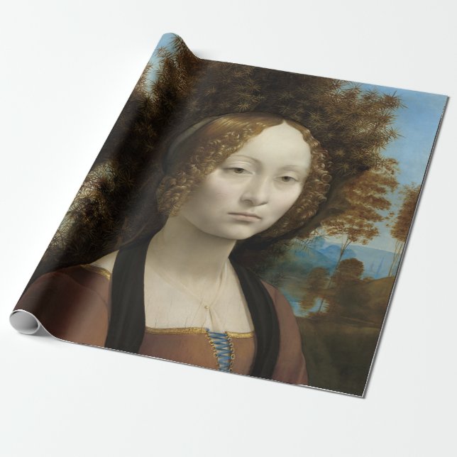 Ginevra de' Benci by Leonardo Da Vinci Wrapping Paper (Unrolled)