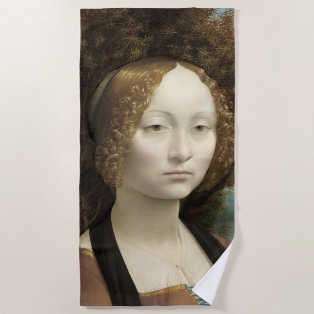 Ginevra de' Benci Leonardo da Vinci    Beach Towel (Front)