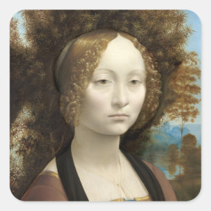 Ginevra de' Benci Leonardo da Vinci Square Sticker