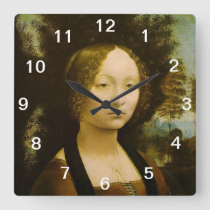 Ginevra de Benci Leonardo da Vinci Square Wall Clock