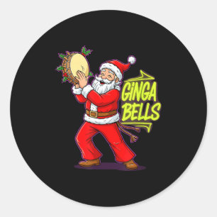 Ginga Bells Santa Brazilian Party Holiday Christma Classic Round Sticker
