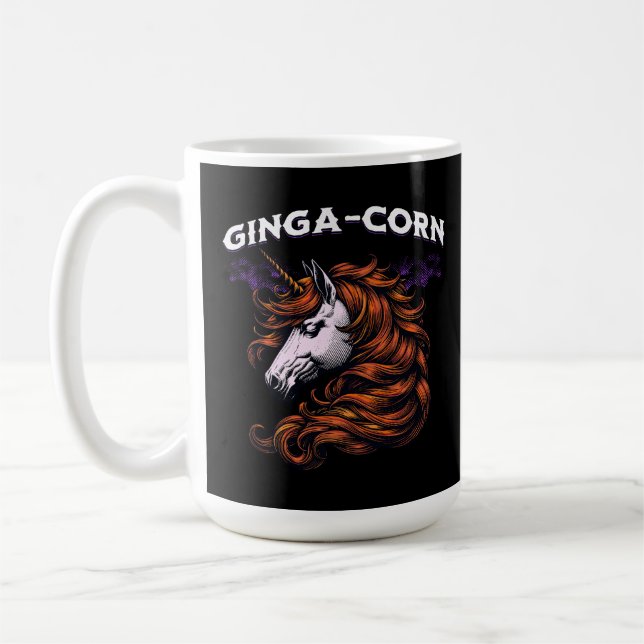 Ginga-Corn Funny Ginger Unicorn Design Coffee Mug (Left)