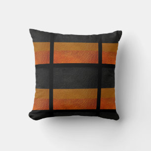 Ginger and Black Leather  Cushion