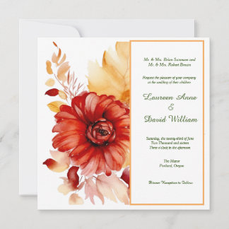 Ginger Autumn Watercolor Floral Wedding Invitation
