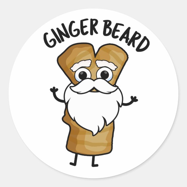Ginger Beard Funny Gingerbread Food Pun  Classic Round Sticker (Front)