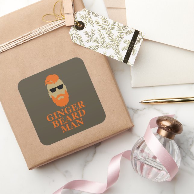 Ginger beard man funny bearded square sticker (Gifting)