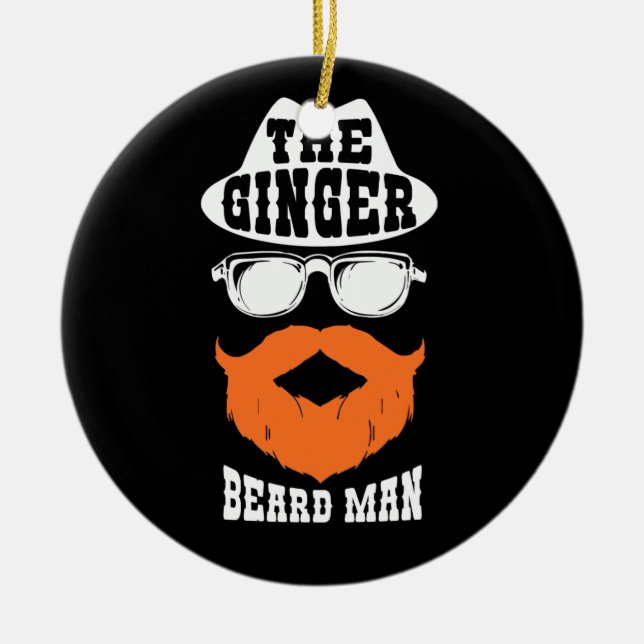 Ginger Beard Man Funny Redhead Irish Bearded Men Ceramic Tree Decoration (Front)