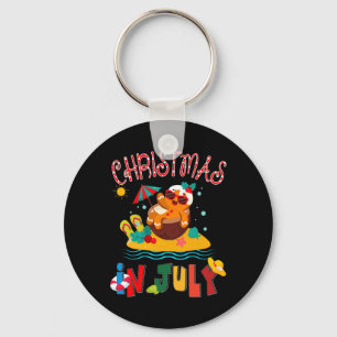 Ginger Bread Christmas In July Funny Beach Summer Key Ring